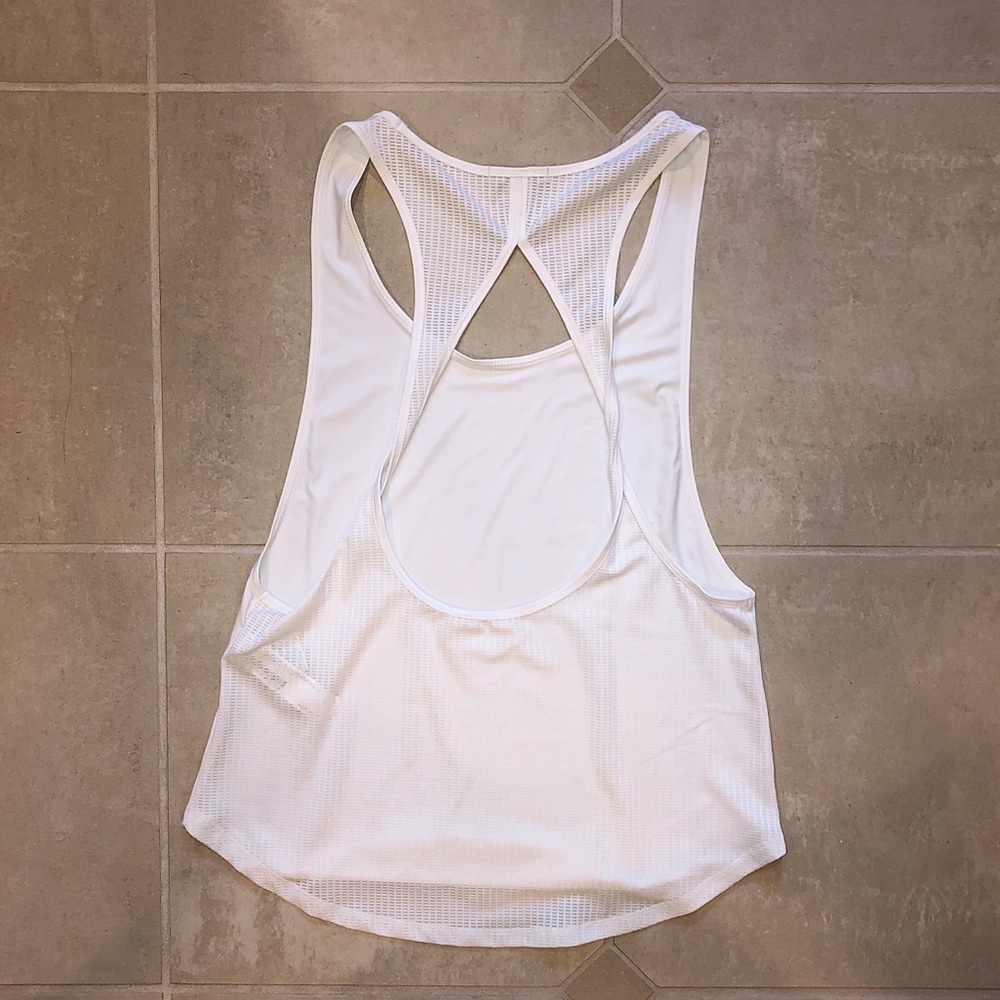 FOREVER 21 active wear: white open-back tank top